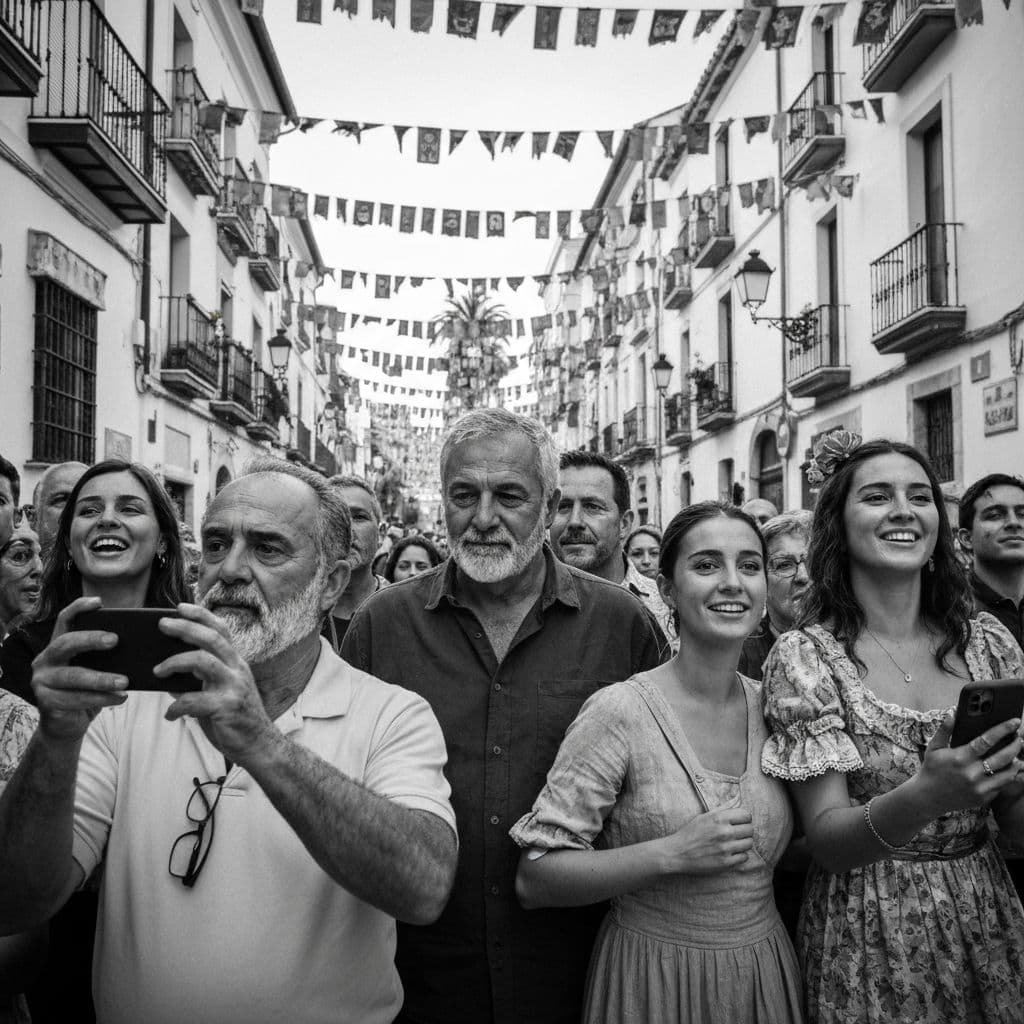 Gente disfrutando y grabando fiestas de Moros y Cristianos