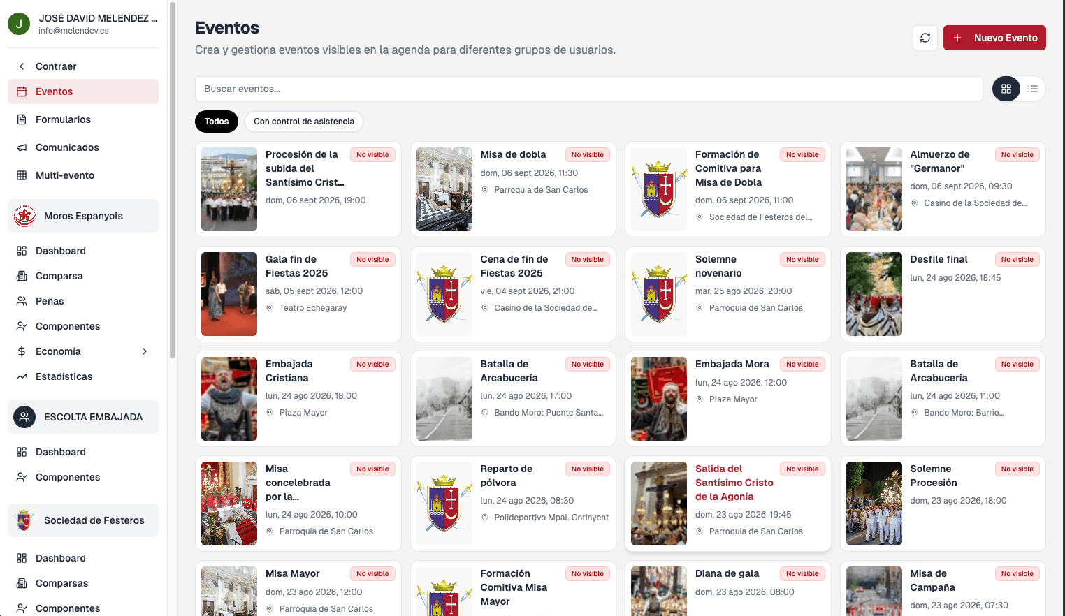 Panel Back-Office festeo