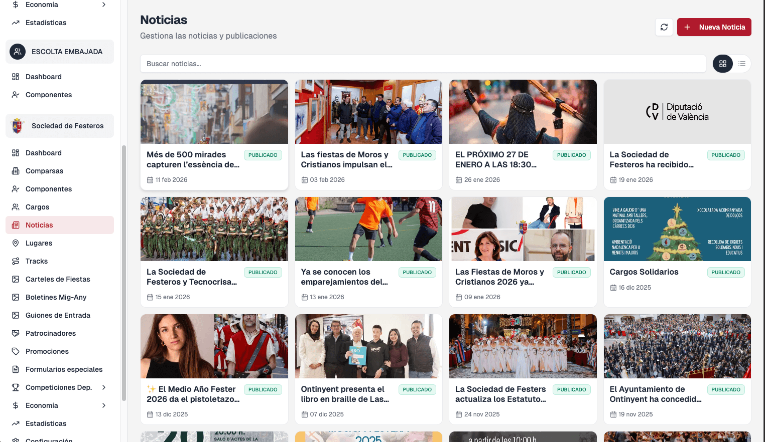 Panel Back-Office festeo