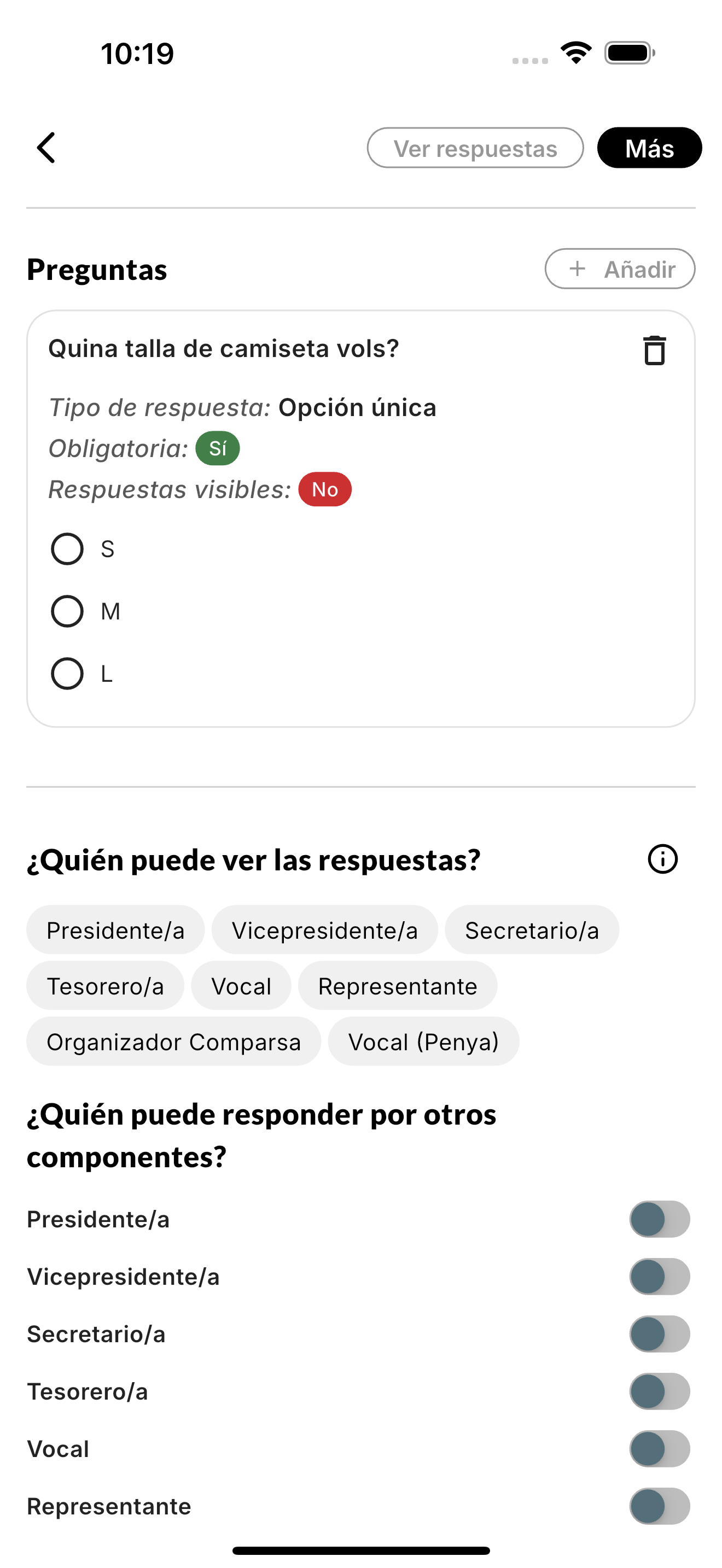 Formulario de datos principales en la app