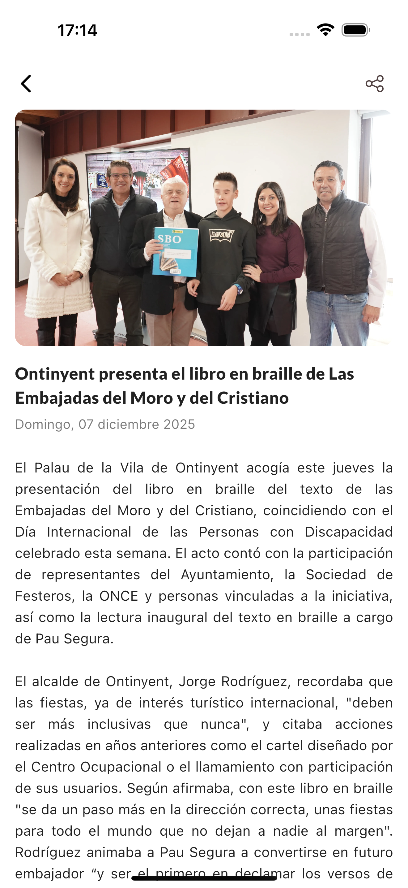 Detalle de una noticia en la app